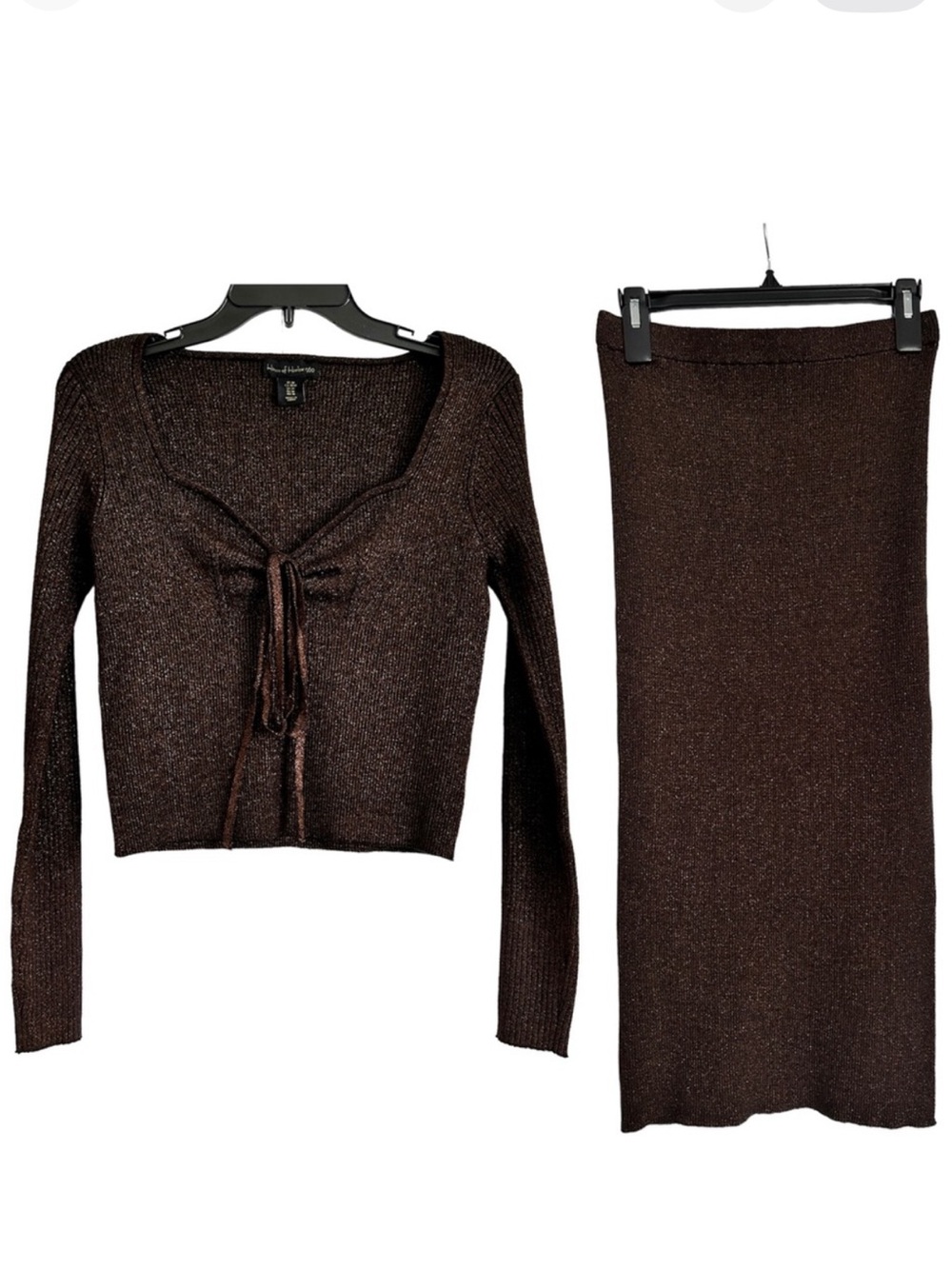 🆕 Metallic Brown Knit Set